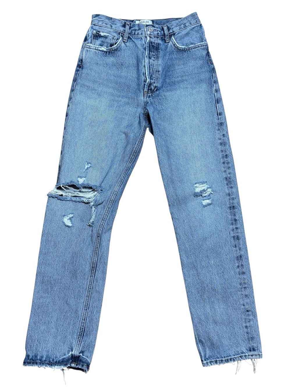 AGOLDE '90s Pinch Waist Distressed Jeans In Lineup Medium Wash Sz 25